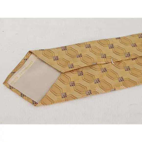 Ermenegildo Zegna Gold Men's Silk Tie Made in Italy Designer Classic 60 Necktie